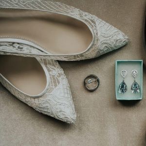 Betsey Johnson Lacey Shoes with blue bottoms!